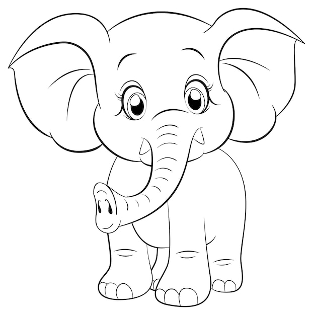 Página para colorir esboço de elefante fofo