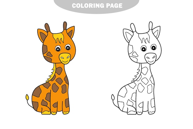 Página para colorir simples. esboço do clip-art para colorir - girafa