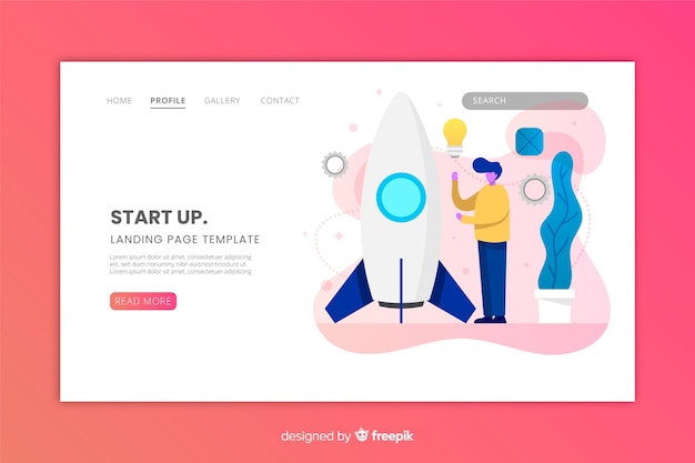 Página web arranque modelo design plano