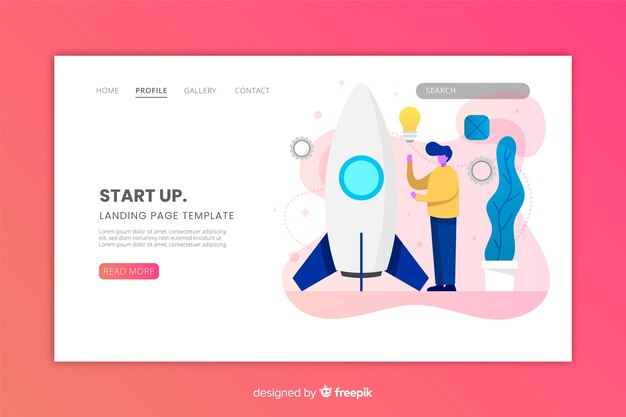Página Web arranque modelo design plano