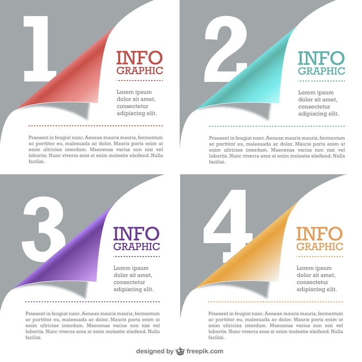 Vetor grátis páginas enroladas infográfico livre