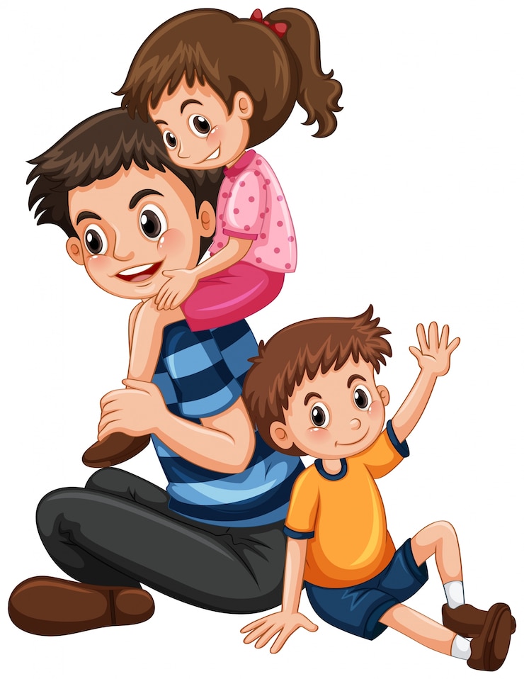 Vetor grátis pai com filha e filho