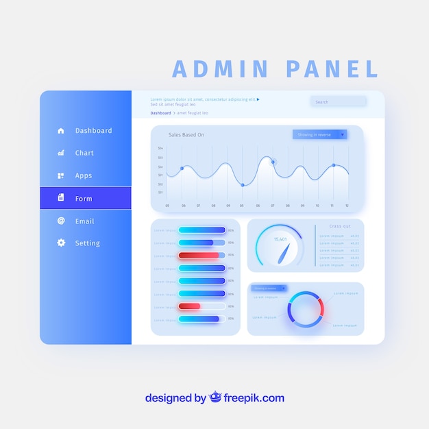 Painel de painel de administração com estilo gradiente