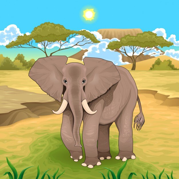 Vetor grátis paisagem africano com ilustração do elefante vector