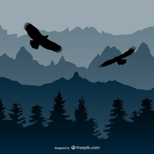 Paisagem com as águias vector