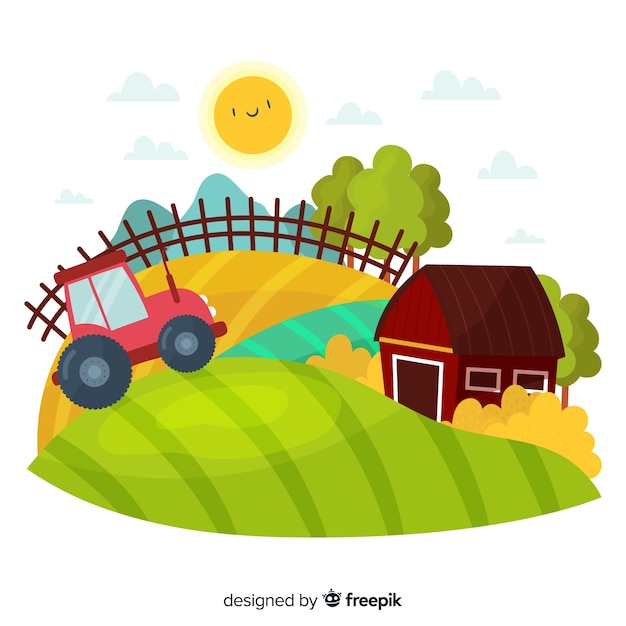 Fazenda, Animais E Agricultor, Fazenda, Trator, Ícone, Desenho Animado,  Sobre, A, Grama, Com, Arbusto, E, Nuvens, Vetorial, Ilustração Royalty Free  SVG, Cliparts, Vetores, e Ilustrações Stock. Image 132721345