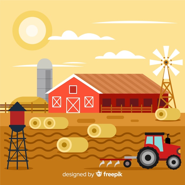 Paisagem de fazenda em estilo simples