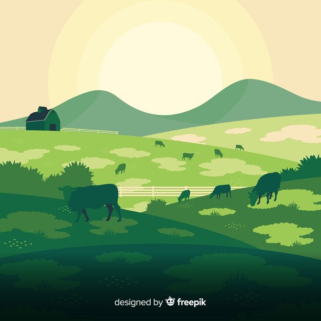Paisagem de fazenda plana