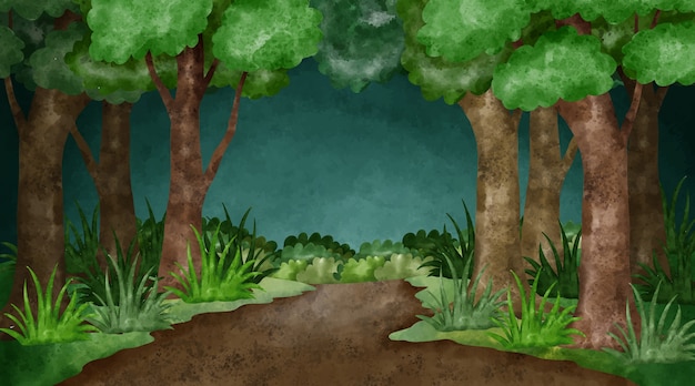 Paisagem de floresta em aquarela