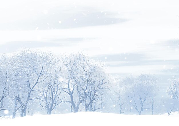 Paisagem de inverno coberta de neve pintada à mão