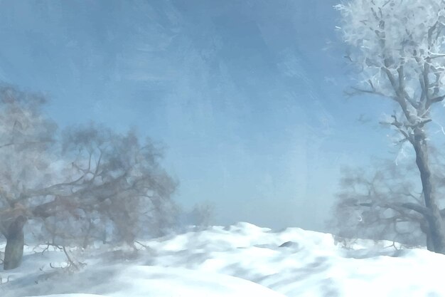 Paisagem de inverno de aquarela