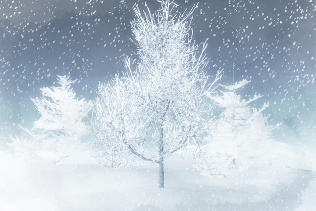 Vetor grátis paisagem de inverno de aquarela