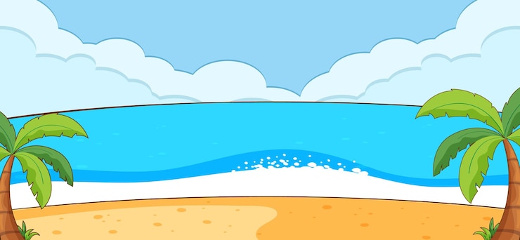 Vetor grátis paisagem de praia vazia com céu vazio