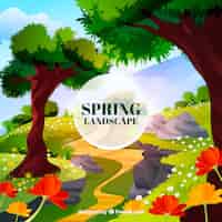 Vetor grátis paisagem de primavera em estilo realista