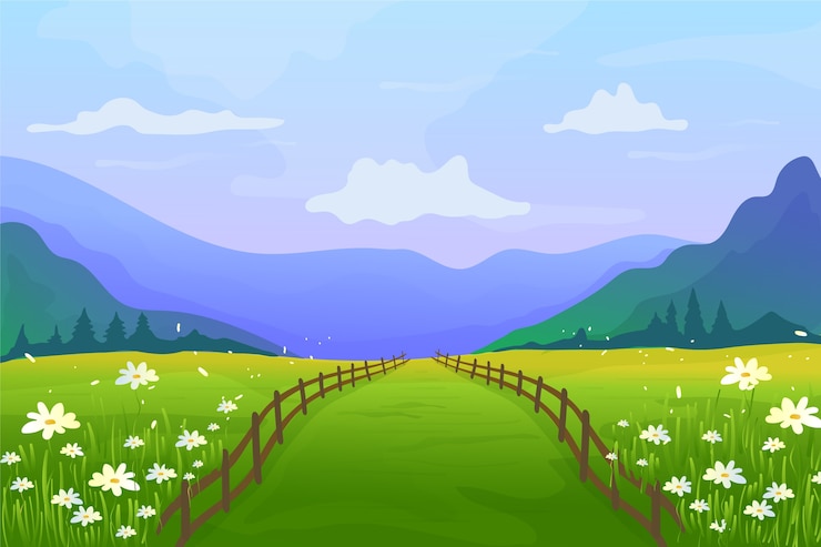 Vetor grátis paisagem de primavera em gradiente