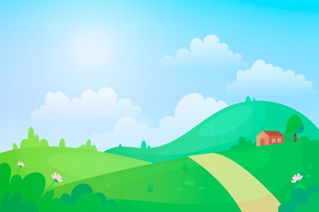 Paisagem de primavera mão desenhada