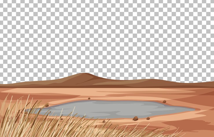 Vetor grátis paisagem de terra seca em transparente