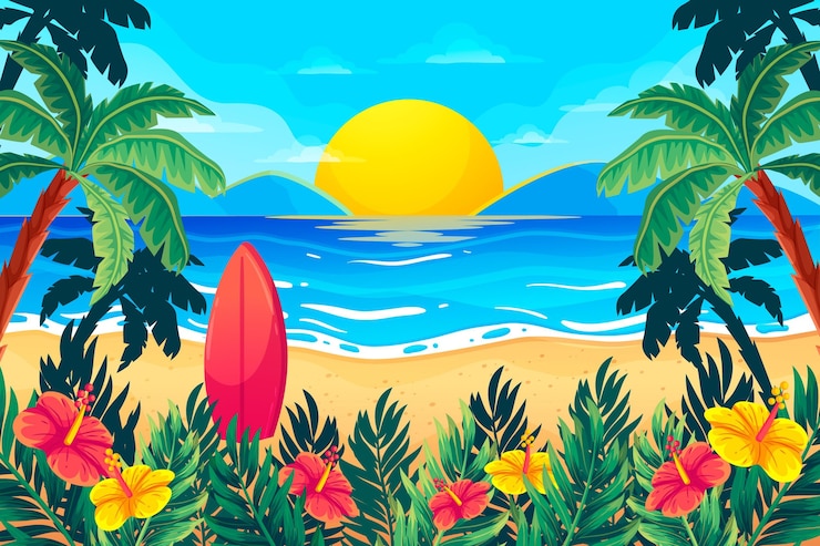 Vetor grátis paisagem de verão