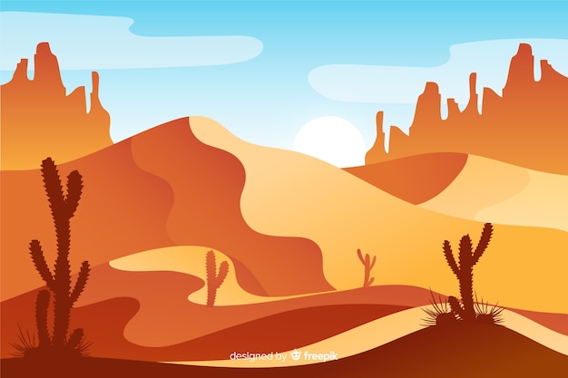 Vetor grátis paisagem do deserto no tempo do dia