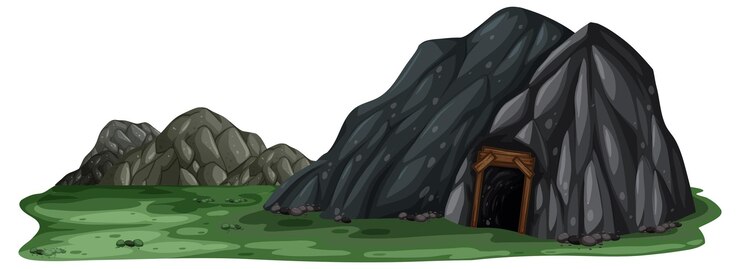 Vetor grátis paisagem isolada com caverna de pedra