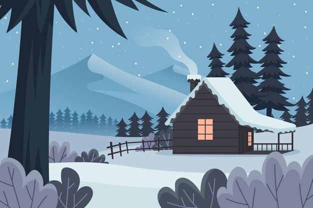 Paisagem plana de design de inverno