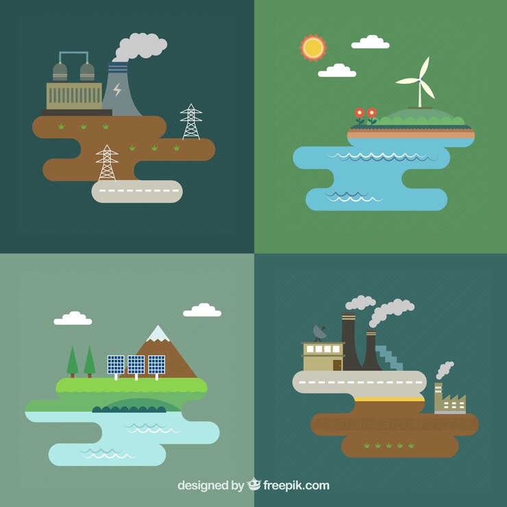 Vetor grátis paisagens de energia