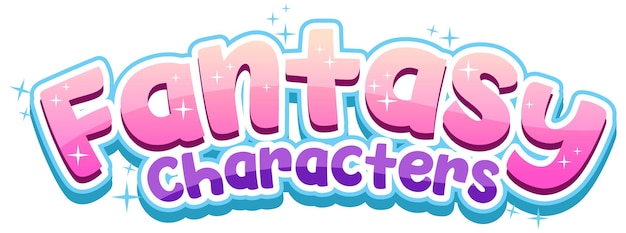 Vetor grátis palavra de texto de personagens de fantasia em estilo cartoon