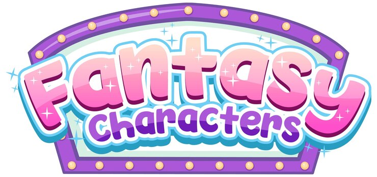 Vetor grátis palavra de texto fantasy land com banner de luz retrô