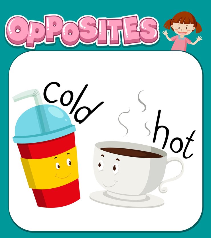 Vetor grátis palavras opostas para frio e quente