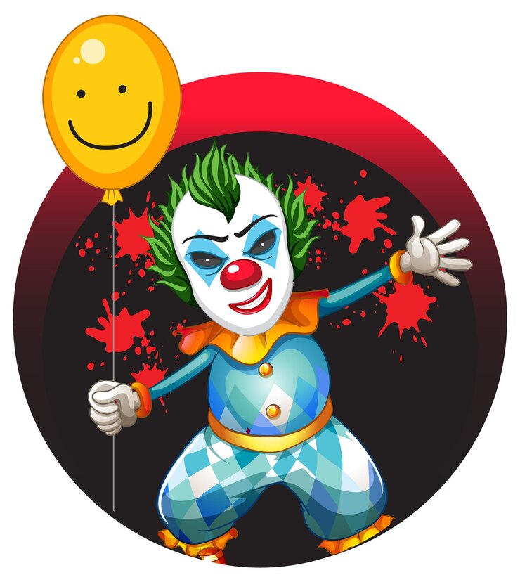 Vetor grátis palhaço segurando personagem de desenho animado de balão
