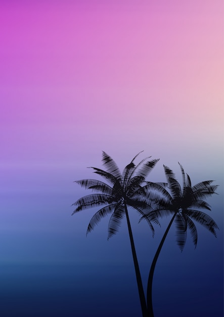 Vetor grátis palmeiras em um fundo gradiente