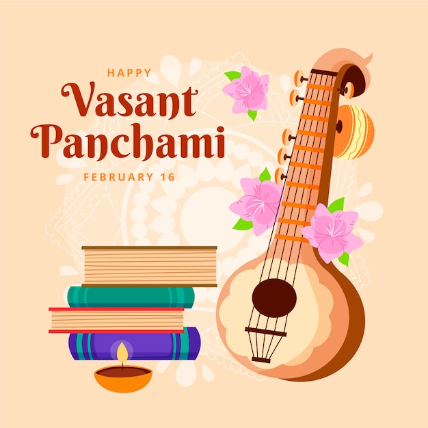 Panchami vasant desenhado à mão ilustrado