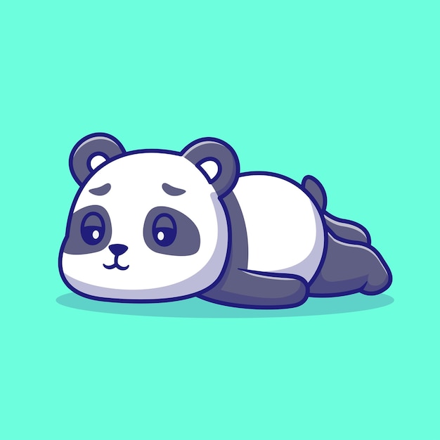 Panda bonito cansado deitado no chão desenho animado ícone vetorial ilustração animal natureza ícone conceito isolado