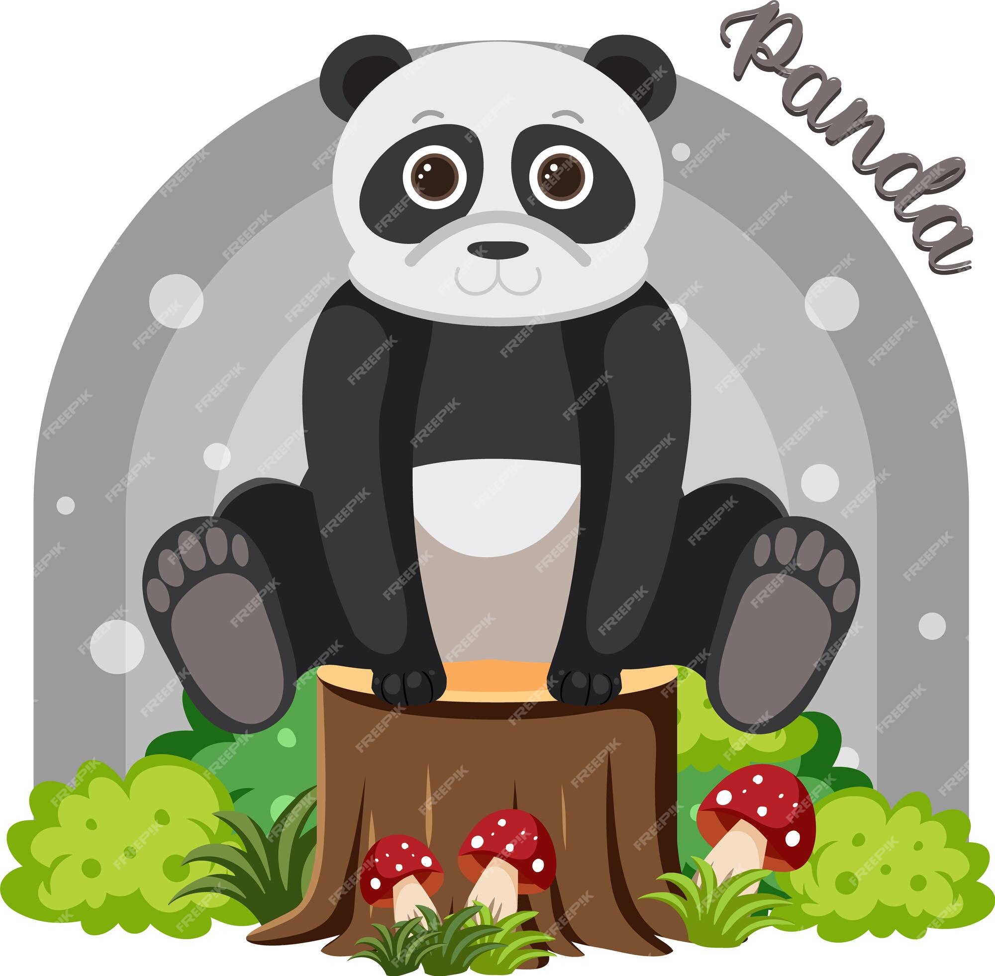 Panda bonito em estilo simples de desenho animado