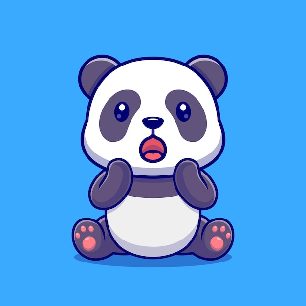 Panda bonito surpreendeu a ilustração do ícone do vetor dos desenhos animados. conceito de ícone de natureza animal isolado vetor premium. estilo flat cartoon