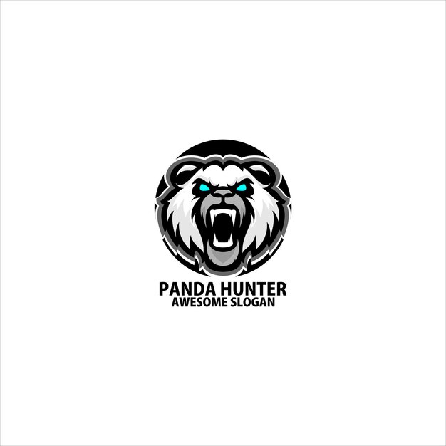 Vetor grátis panda hunter logo gaming esport design mascote