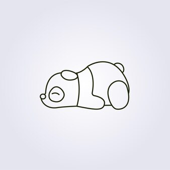 Panda preguiçoso, sono bebê panda linha arte ícone logotipo símbolo ilustração vetorial modelo design gráfico para impressão, vestuário, camiseta, boné