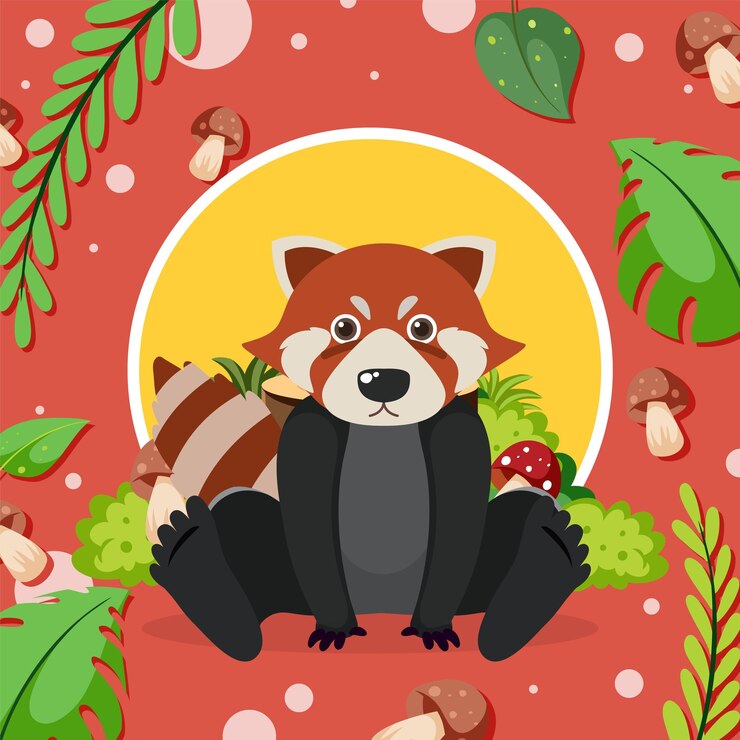 Vetor grátis panda vermelho bonito em estilo cartoon plana