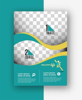 Panfleto comercial com espaço de imagem e logotipo.