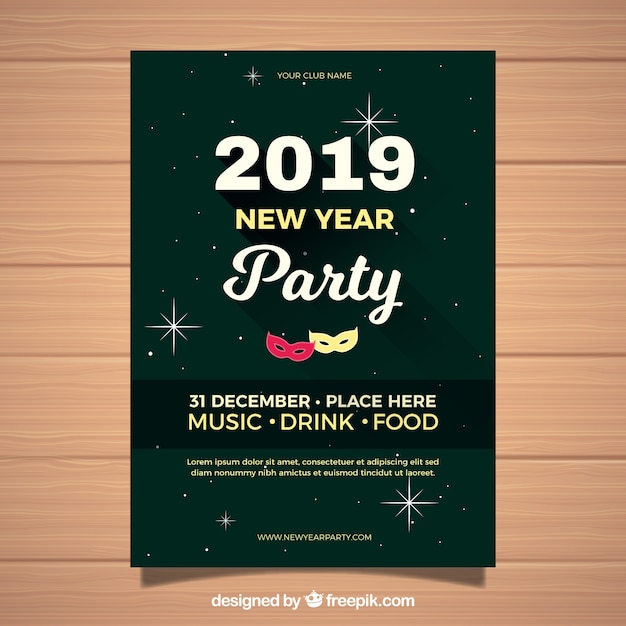 Panfleto de festa de ano novo de 2019