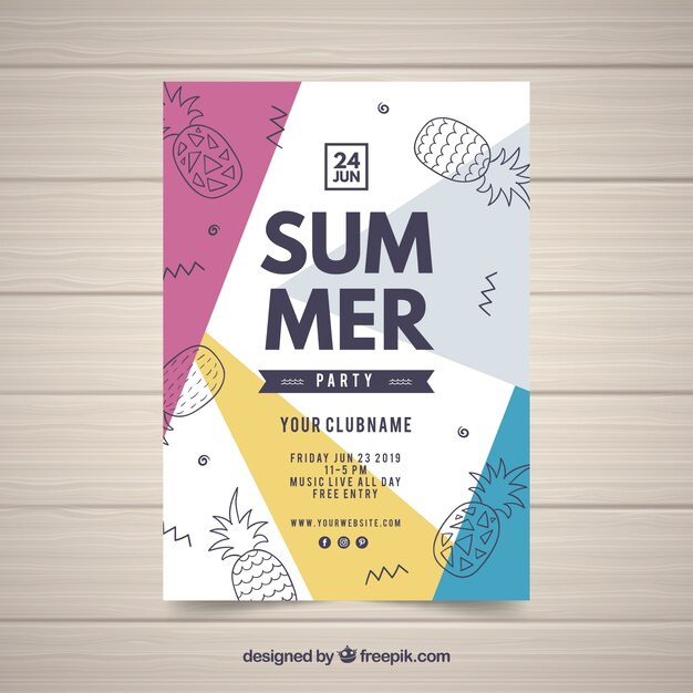 Panfleto de festa de verão para comemorar a temporada
