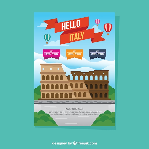 Vetor grátis panfleto de viagens com destinos em estilo simples