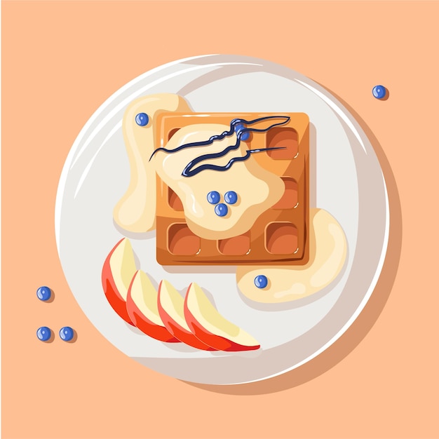 Panqueca waffle vector flat design colorido