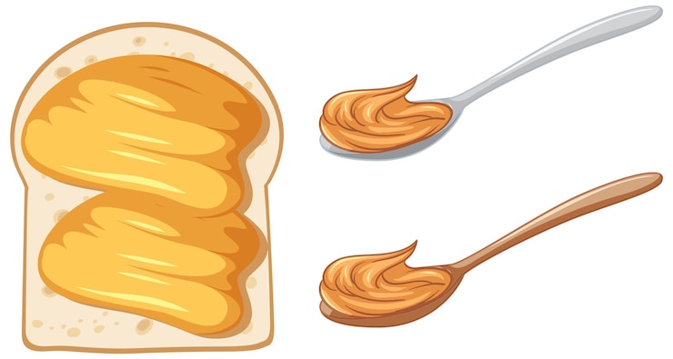 Vetor grátis pão com manteiga em estilo cartoon