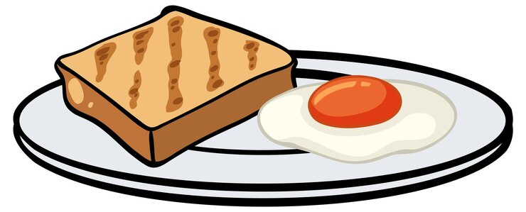 Vetor grátis pão torrado e ovo frito no prato