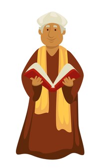 Papa clérigo ou sacerdote com símbolo da renascença, religião cristã, bíblia