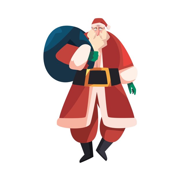 Vetor grátis papai noel com ilustração de saco