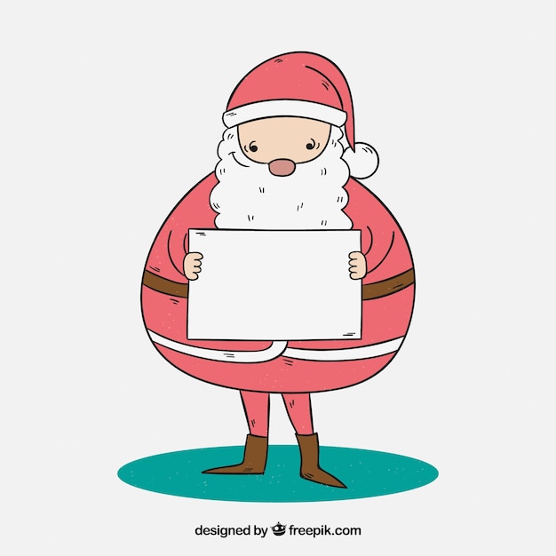 Vetor grátis papai noel desenhado mão com uma carta