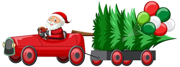 Papai Noel dirigindo carro para entregar presentes de Natal