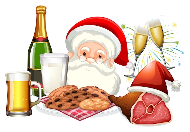 Papai noel e comida para o natal